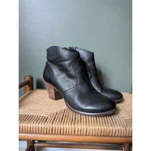 Lands End Womens Black Harris Leather Ankle Boots Sz 10 Western Boho Festival